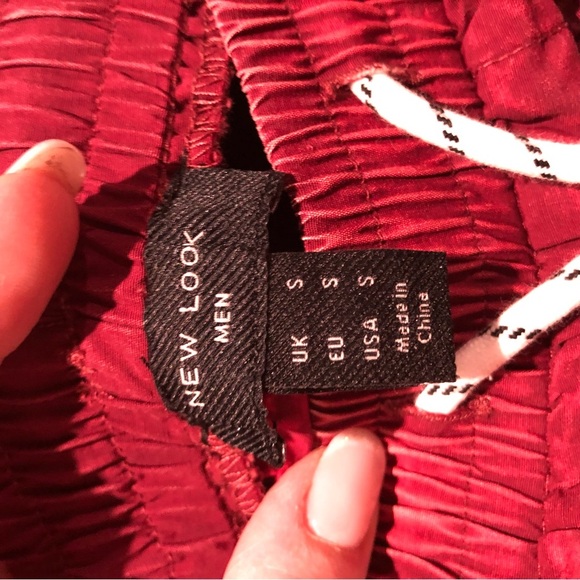 NWT New Look burgundy acid wash swim trunks drawstring waist no lining S - Picture 8 of 8